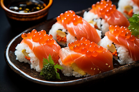 桌面上美味的寿司美食图片