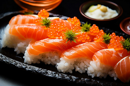 桌面上健康美味的寿司图片