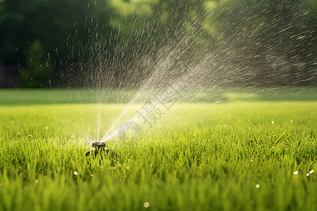 喷水飞机素材浇灌草地的洒水器背景