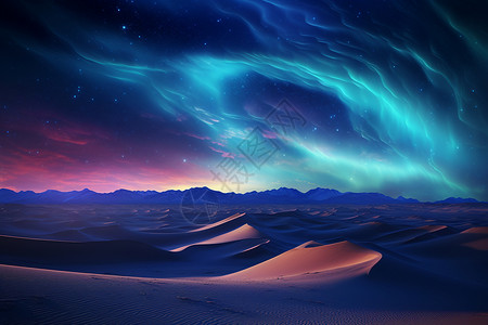 沙漠上的北极光图片