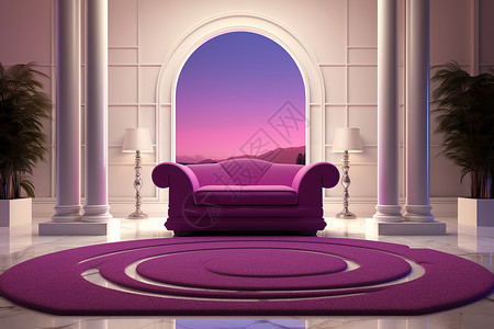 紫色毛毯上的紫色沙发图片