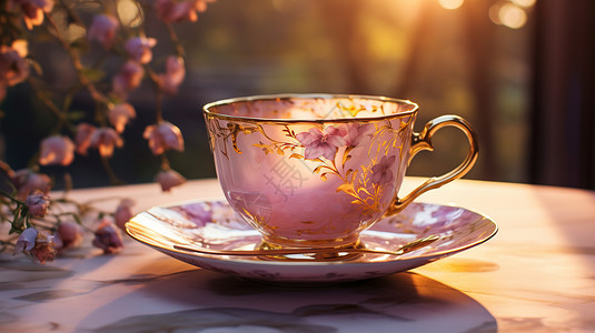 粉色的美丽茶杯图片