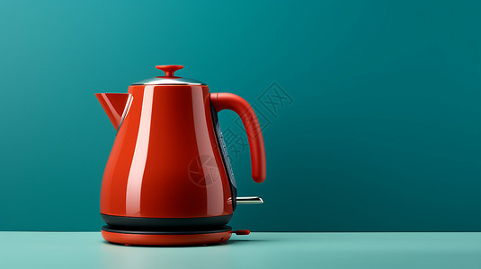科技茶壶红色的电热水壶背景