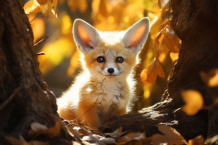 树林里的白色小狐狸图片