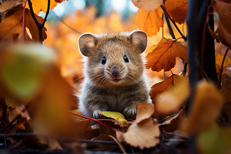 秋天动物老鼠可爱的动物树袋熊背景