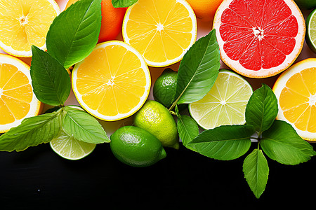 新鲜多汁的柑橘类水果图片
