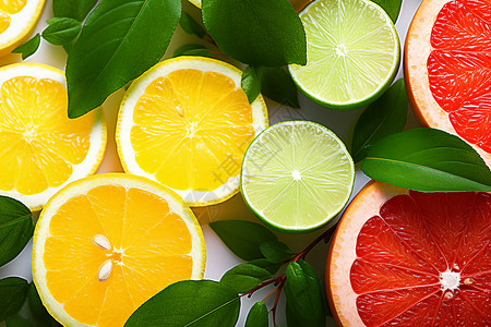 清新健康的柑橘类水果背景图片