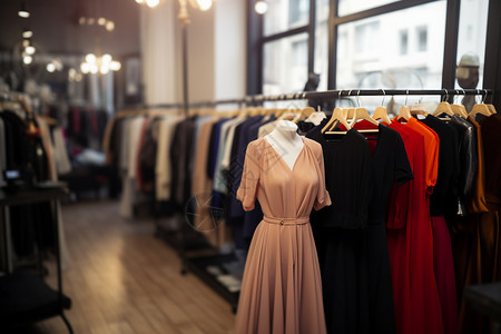女装服装促销商场里展示的连衣裙背景