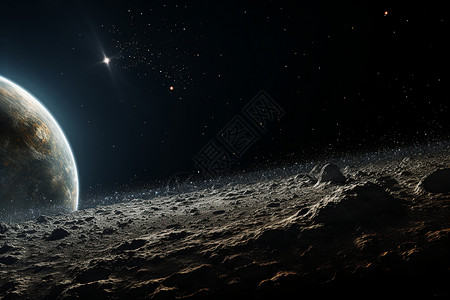 月亮表面地球的微光设计图片