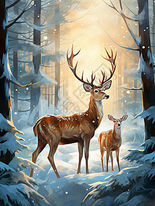 森林中的野鹿背景图片