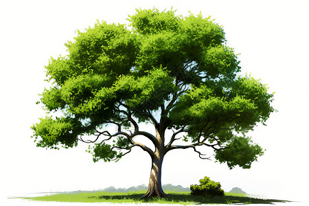 茂盛树木生长的绿叶大树插画