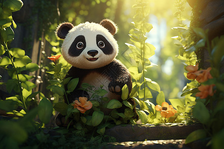 森林中玩耍的小熊猫背景图片