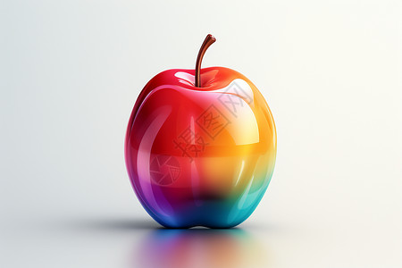 创建的立体玻璃苹果背景图片