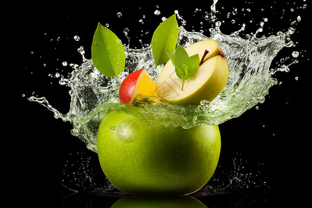 水中健康的苹果图片