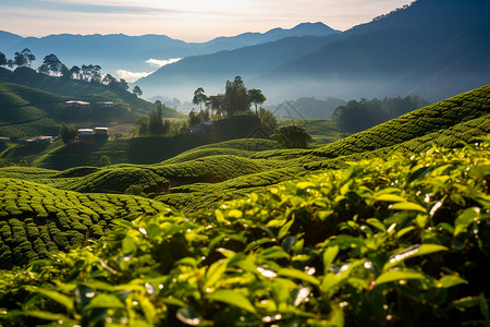 高山上种植的茶叶图片