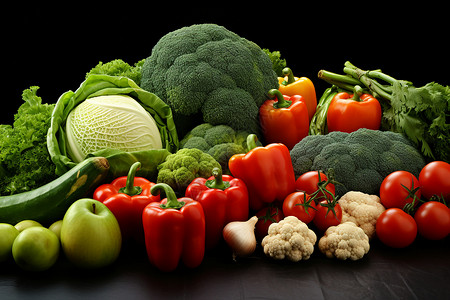 桌面上健康营养的蔬菜背景图片