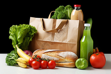 纸袋里的营养蔬菜背景图片