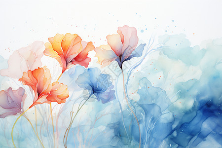 花朵水彩画背景图片