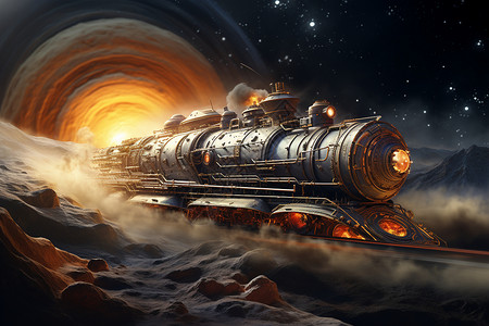重心引力太空船在木星附近插画