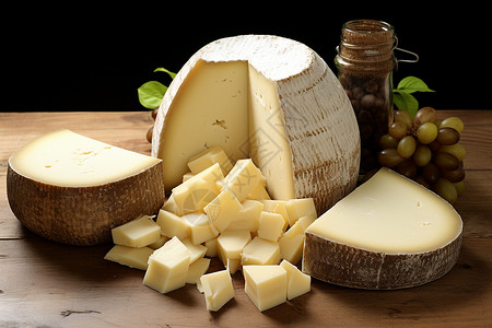 奶酪和葡萄背景图片