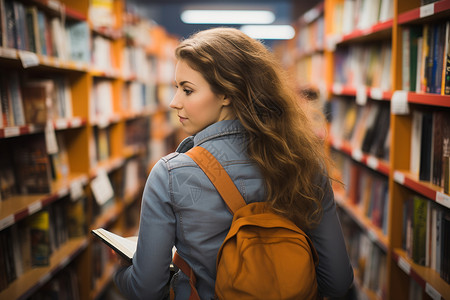 书店中的女学生背景图片
