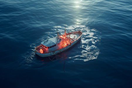大海中的救生艇图片