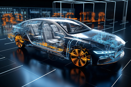 未来汽车发动机制造背景图片