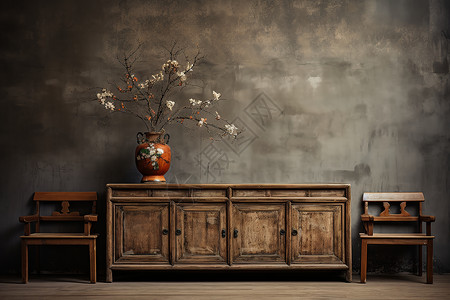 中式花瓶剪影古典雅致中式木质家具背景