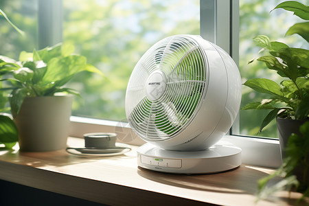 清爽绿色小风扇高效清凉太阳能风扇设计图片