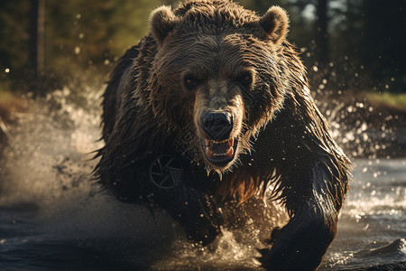 荒野里的熊背景图片
