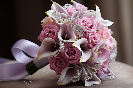 紫色新娘捧花图片