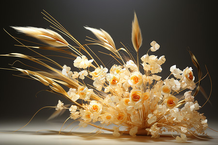 金色麦穗插花背景图片