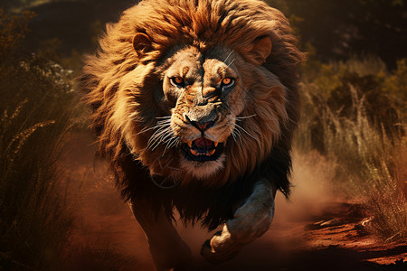追逐的雄狮背景图片