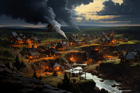 煤矿社区建筑背景图片