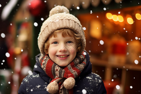 冬季的小男孩背景图片