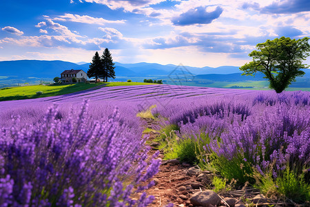 紫色薰衣草的田野图片