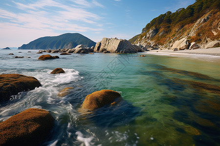 自然岩石海岸背景图片