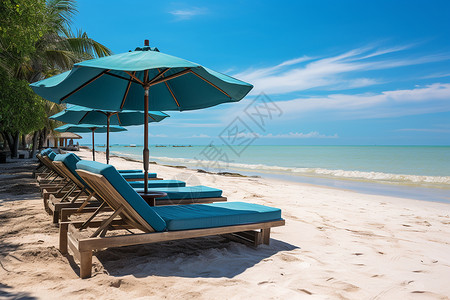 沙滩遮阳伞背景图片