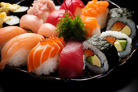 五彩斑斓的寿司背景图片