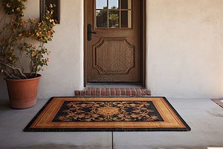 门垫背景花园门口的装饰细节背景