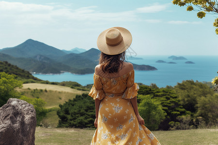 草帽海贼团山治山顶上的女子背景