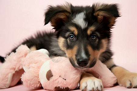 可爱的幼犬澳大利亚牧羊犬幼犬高清图片