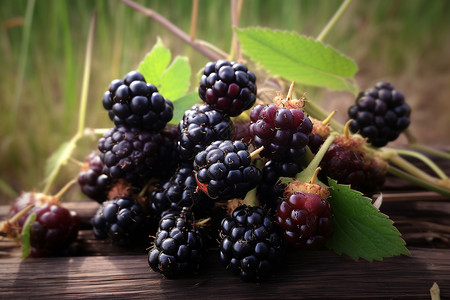森林果实桌子上的黑莓背景