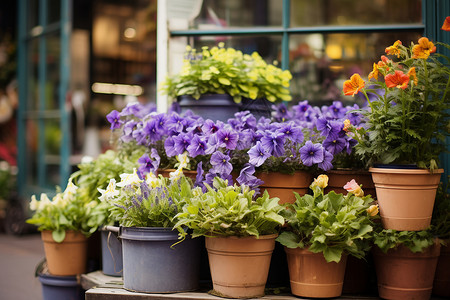 鲜花售卖充满生机的鲜花盆栽装饰背景