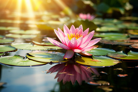 池塘里的莲花背景图片