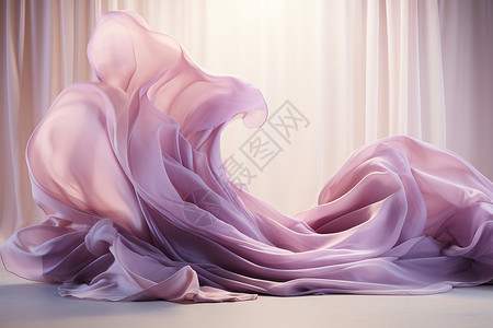 奢华墙壁丝滑飘逸的紫色丝绸设计图片