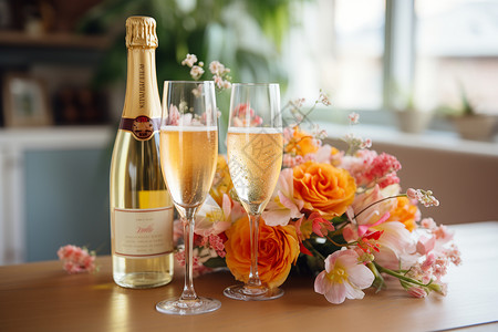 庆祝鲜花素材鲜艳鲜花装饰的晚宴桌面背景