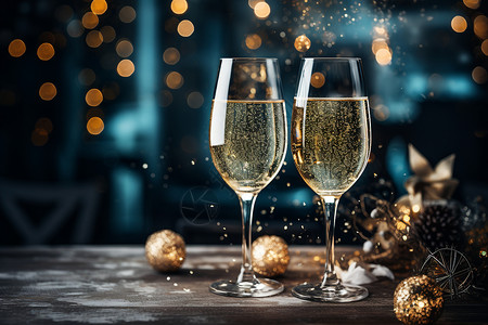 庆祝圣诞节的香槟晚宴高清图片