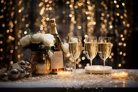 庆祝鲜花素材仪式感香槟晚宴背景