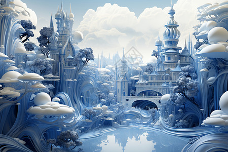 神秘的抽象城堡概念空间背景图片